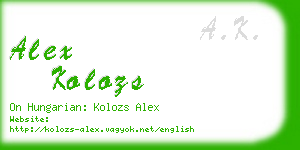 alex kolozs business card